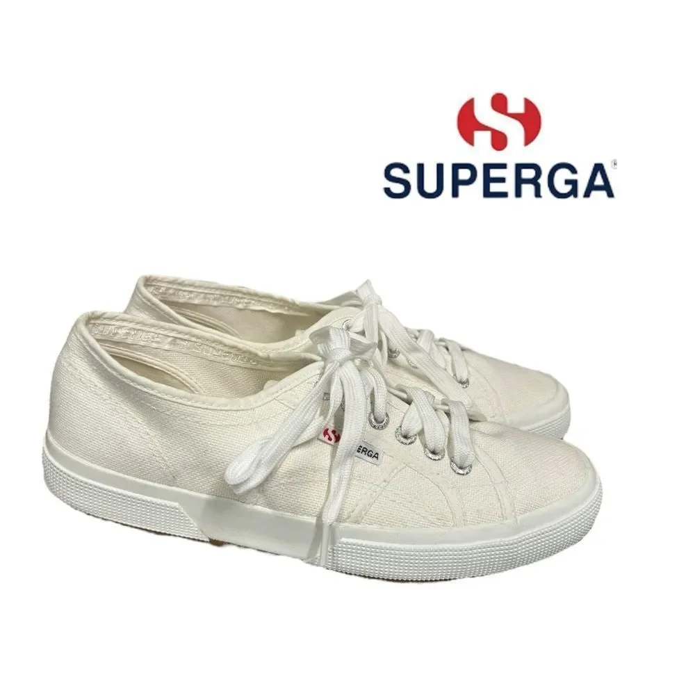 Superga 2750 Cotu Women's White Canvas Lace Sneakers 41  9.5